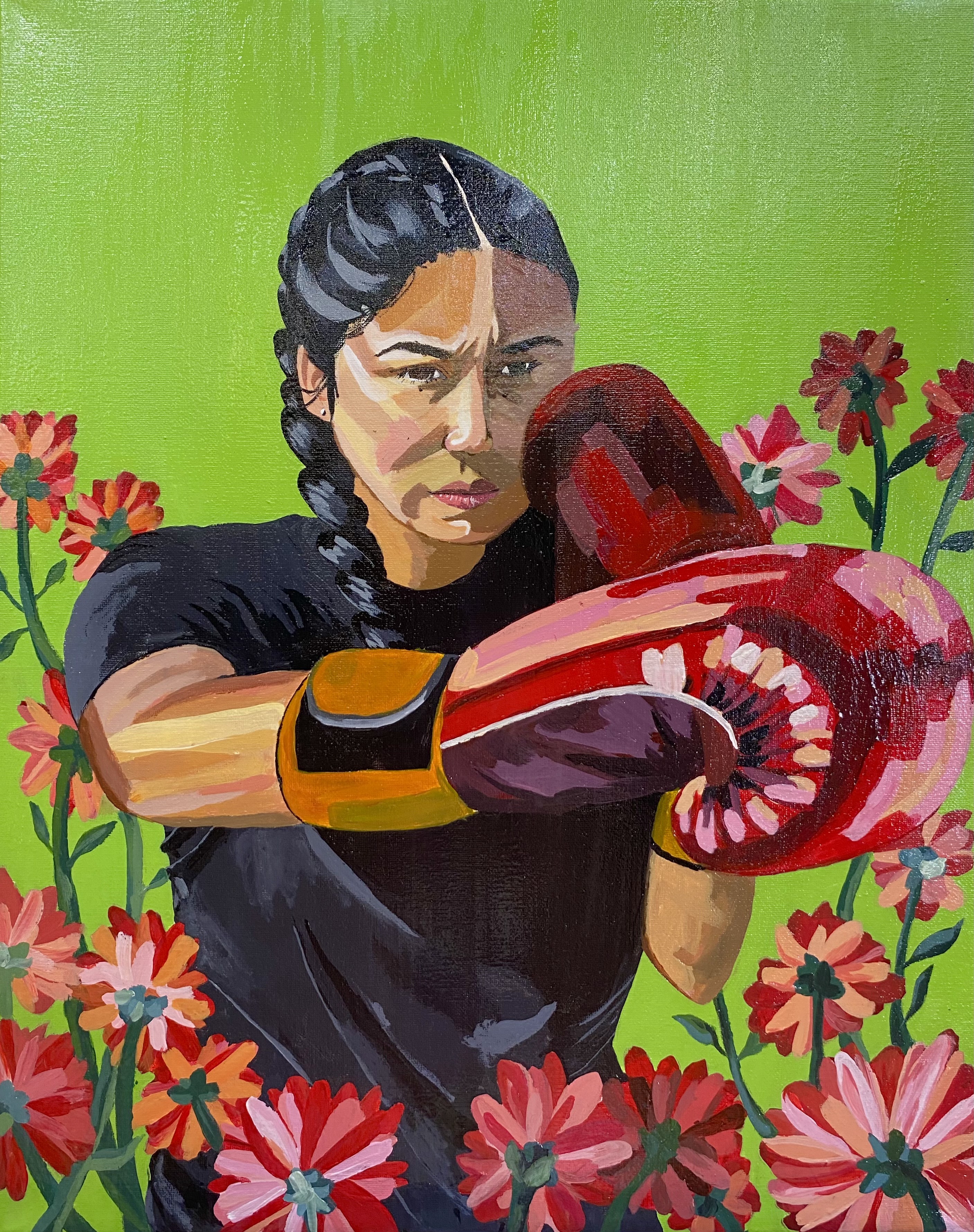 Boxer with Flowers